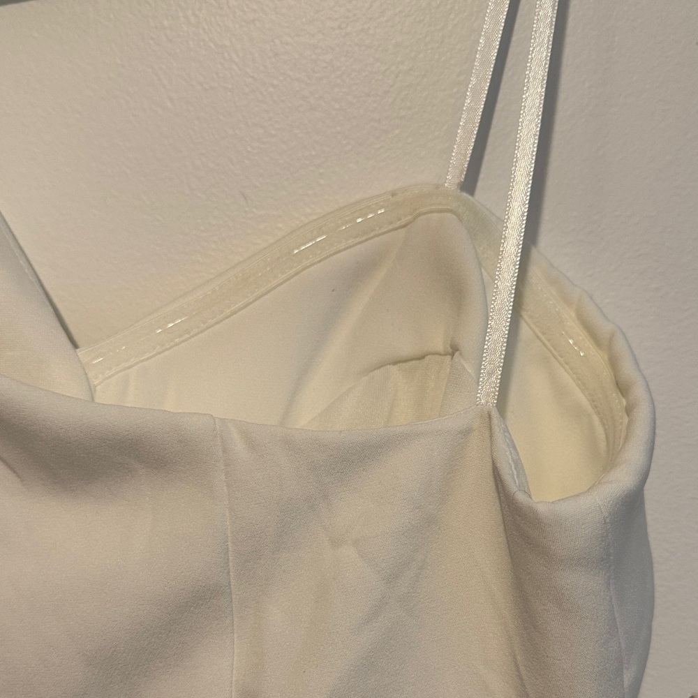 White One-Shoulder Ruffle Midi Dress - Picture 5 of 15